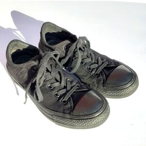 Converse All Star Black with black on black polka dot detail on heel fabric